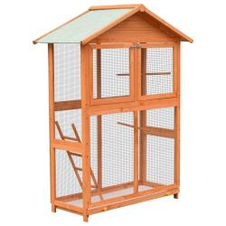 Cage &agrave; oiseaux Pin massif et bois de sapin 125,5x59,5x164 cm