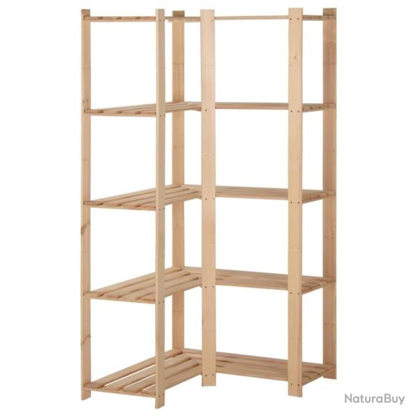 �tag�re d'angle de rangement 5 niveaux 82,5x82,5x170 cm Pin alsavelo