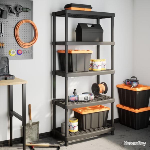 �tag�re de rangement � 5 niveaux noir 93,5x45,5x194,5 cm PP alsavelo
