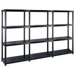 &Eacute;tag&egrave;re de rangement &agrave; 4 niveaux Noir 183x30,5x130 cm Plastique