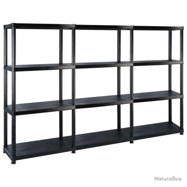 �tag�re de rangement � 4 niveaux Noir 183x30,5x130 cm Plastique