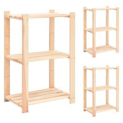 &Eacute;tag&egrave;res de rangement &agrave; 3 niveaux 3 pcs 60x38x90 cm Pin 150 kg