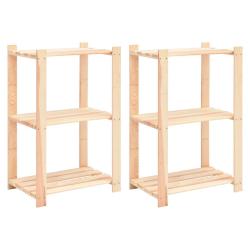 &Eacute;tag&egrave;res de rangement &agrave; 3 niveaux 2 pcs 60x38x90 cm Pin 150 kg