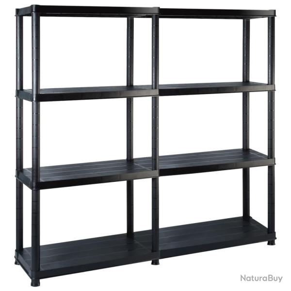 �tag�re de rangement � 4 niveaux Noir 122x30,5x130 cm Plastique