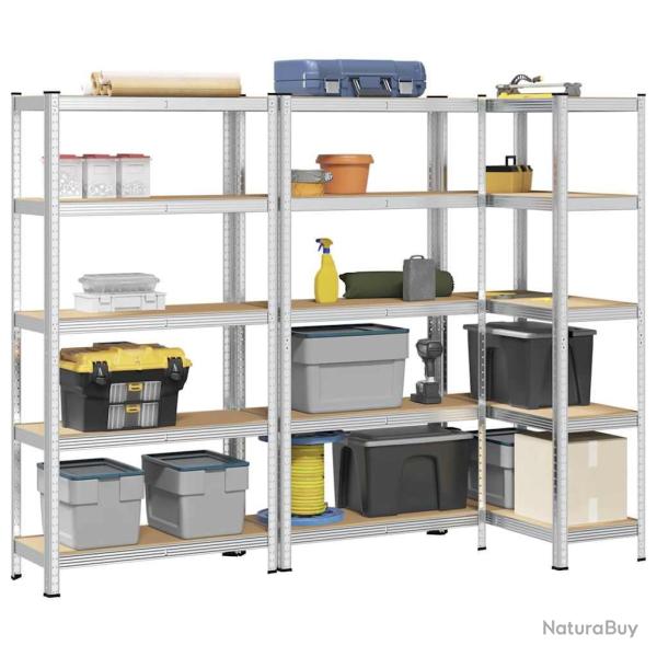 �tag�res de rangement � 5 niveaux 3 pcs acier bois d'ing�nierie alsavelo