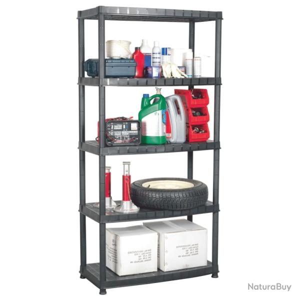 �tag�re de rangement � 5 niveaux Noir 85x40x185 cm Plastique