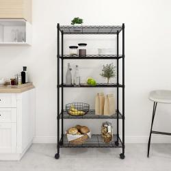 &Eacute;tag&egrave;re de rangement 5 niveaux roues 75x35x155 cm Noir 250 kg