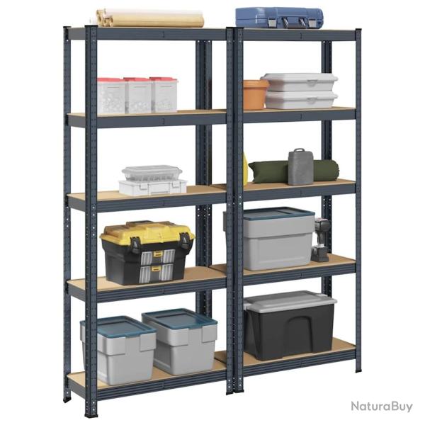 �tag�res de rangement 5 niveaux 2 pcs Anthracite Acier et bois alsavelo