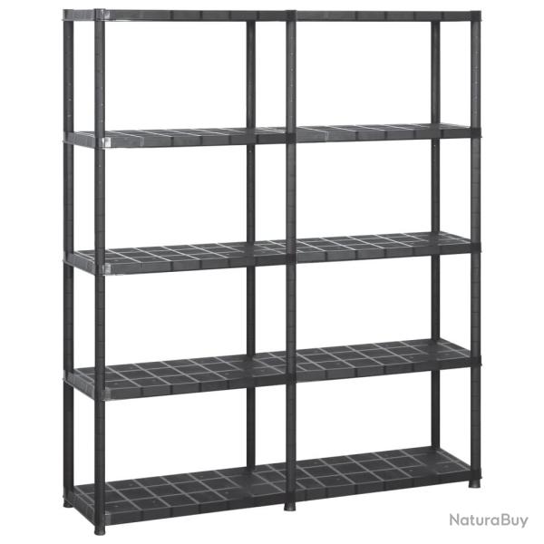 �tag�re de rangement � 5 niveaux Noir 142x38x170 cm Plastique