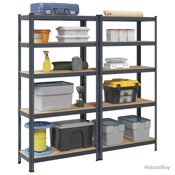 �tag�res de rangement 5 niveaux 2 pcs Anthracite Acier et bois alsavelo