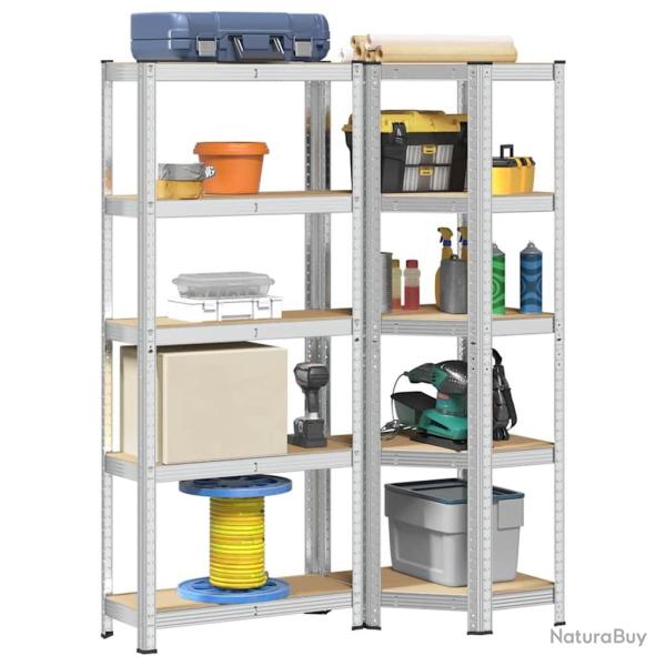 Ensemble d'�tag�res � 5 niveaux 2 pcs acier bois d'ing�nierie alsavelo