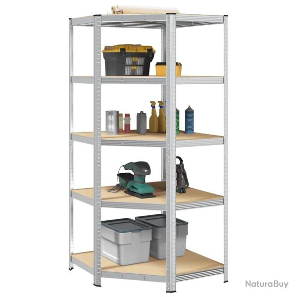 �tag�re d'angle � 5 niveaux Argent� Acier et bois d'ing�nierie alsavelo