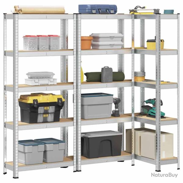 �tag�res de rangement � 5 niveaux 3 pcs acier bois d'ing�nierie alsavelo