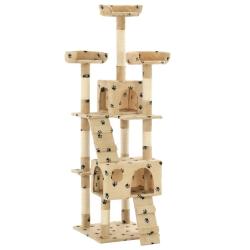 Arbre &agrave; chat et griffoirs en sisal 170 cm Beige Motif de pattes alsavelo
