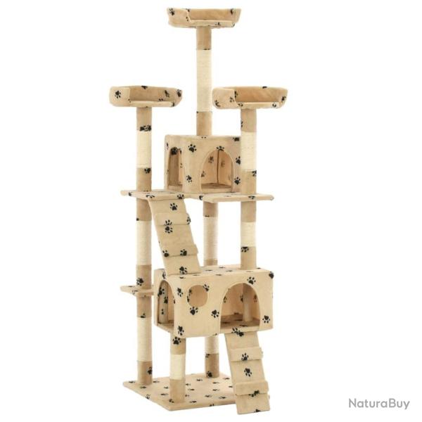 Arbre � chat et griffoirs en sisal 170 cm Beige Motif de pattes alsavelo