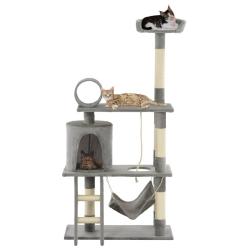Arbre &agrave; chat avec griffoirs en sisal 140 cm Gris
