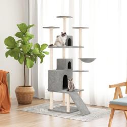 Arbre &agrave; chat avec griffoirs en sisal Gris clair 175 cm
