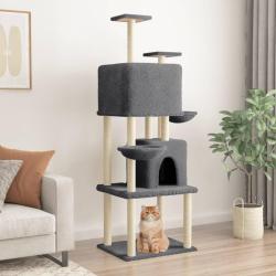 Arbre &agrave; chat avec griffoirs en sisal Gris fonc&eacute; 180 cm