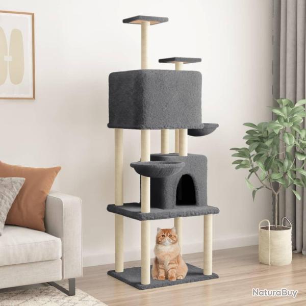 Arbre � chat avec griffoirs en sisal Gris fonc� 180 cm