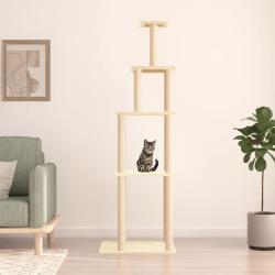 Arbre &agrave; chat avec griffoirs en sisal cr&egrave;me 183 cm