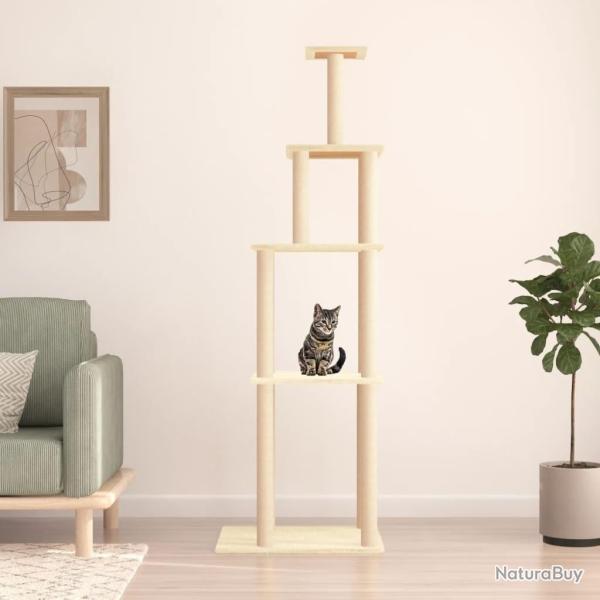 Arbre � chat avec griffoirs en sisal cr�me 183 cm