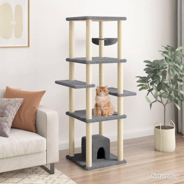 Arbre  chat avec griffoirs en sisal Gris fonc 154 cm alsavelo