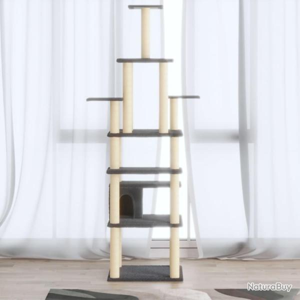 Arbre � chat avec griffoirs en sisal Gris fonc� 183 cm alsavelo