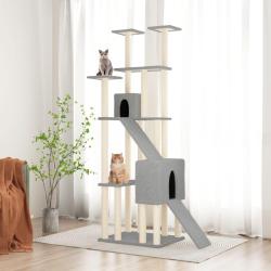 Arbre &agrave; chat avec griffoirs en sisal Gris clair 190 cm
