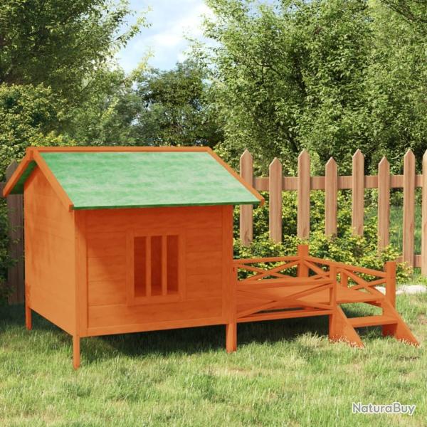 Chenil marron 159x120x88,5 cm bois de pin solide