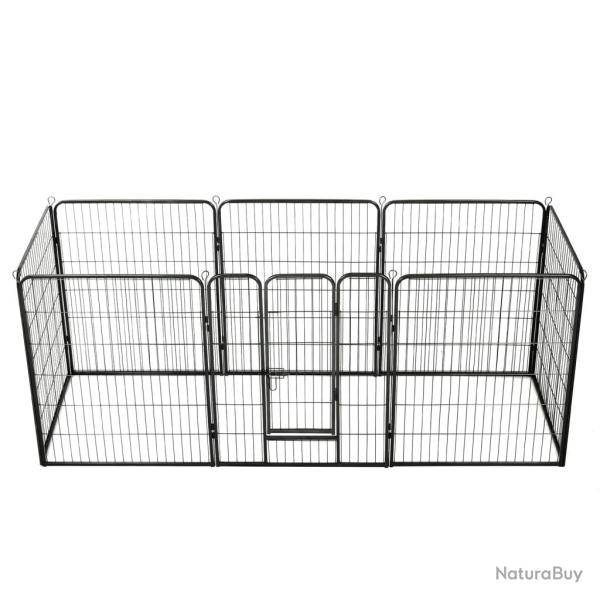 Parc pour chiens 8 panneaux Acier 80 x 100 cm Noir alsavelo