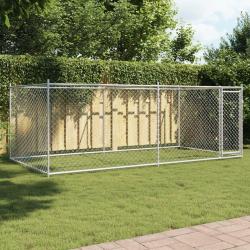 Cage pour chien avec porte gris 4x2x1,5 m acier galvanis&eacute; alsavelo