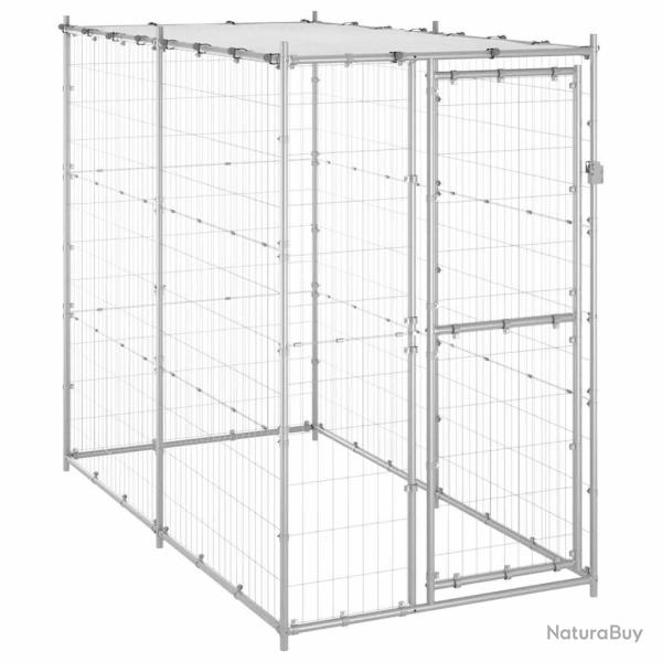 Chenil extrieur Acier galvanis avec toit 110x220x180 cm alsavelo