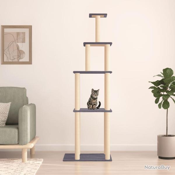 Arbre � chat avec griffoirs en sisal gris fonc� 183 cm