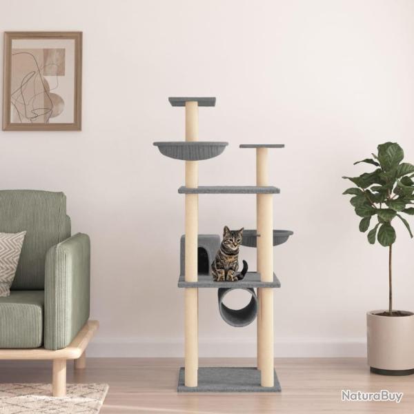 Arbre � chat avec griffoirs en sisal gris clair 141 cm