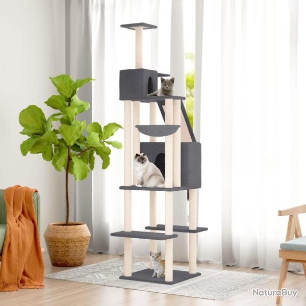 Arbre � chat avec griffoirs en sisal Gris fonc� 201 cm