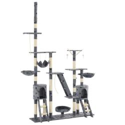Arbre &agrave; chat et griffoirs 230-250 cm Empreintes de pattes Gris
