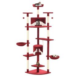 Arbre &agrave; chat avec griffoirs en sisal 203 cm Rouge et Blanc alsavelo