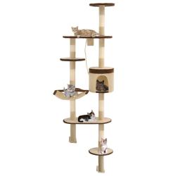 Arbre &agrave; chat en sisal Montage mural 194 cm Beige et marron alsavelo