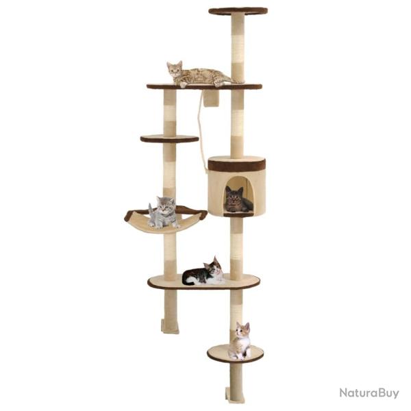 Arbre � chat en sisal Montage mural 194 cm Beige et marron