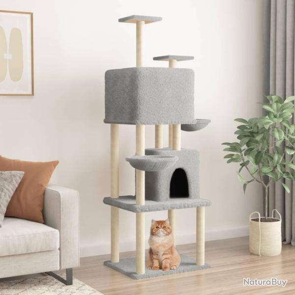 Arbre � chat avec griffoirs en sisal Gris clair 180 cm alsavelo