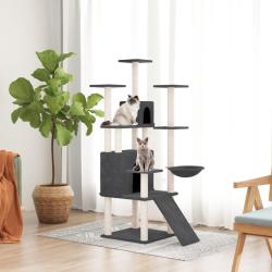 Arbre &agrave; chat avec griffoirs en sisal Gris fonc&eacute; 154 cm