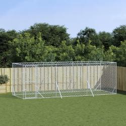 Chenil d'ext&eacute;rieur pour chiens argent&eacute; 6x2x2 m acier galvanis&eacute;
