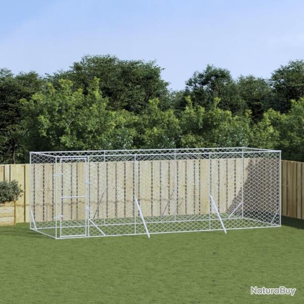Chenil d'ext�rieur pour chiens argent� 6x2x2 m acier galvanis�