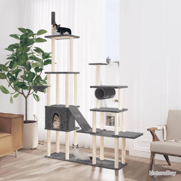 Arbre � chat avec griffoirs en sisal Gris fonc� 279 cm