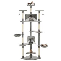 Arbre &agrave; chat avec griffoirs en sisal 203 cm Gris et Blanc