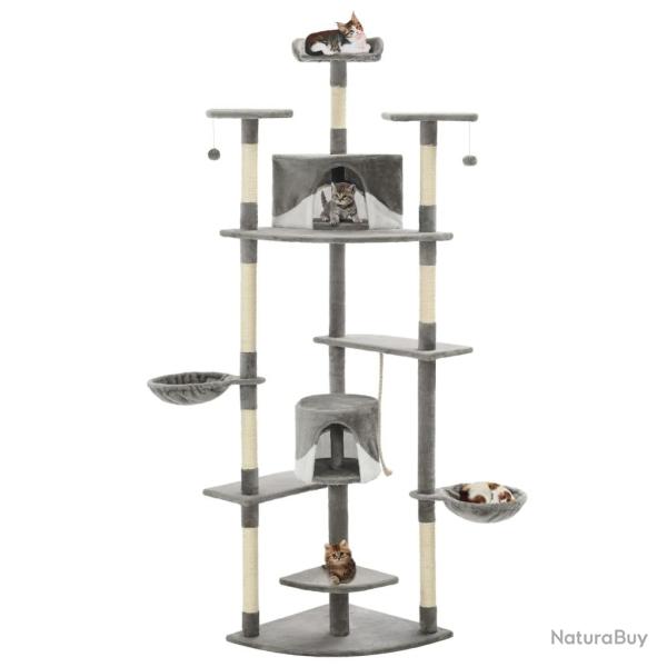 Arbre  chat avec griffoirs en sisal 203 cm Gris et Blanc alsavelo