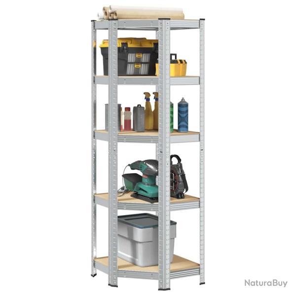 �tag�re d'angle � 5 niveaux Argent� Acier et bois d'ing�nierie alsavelo