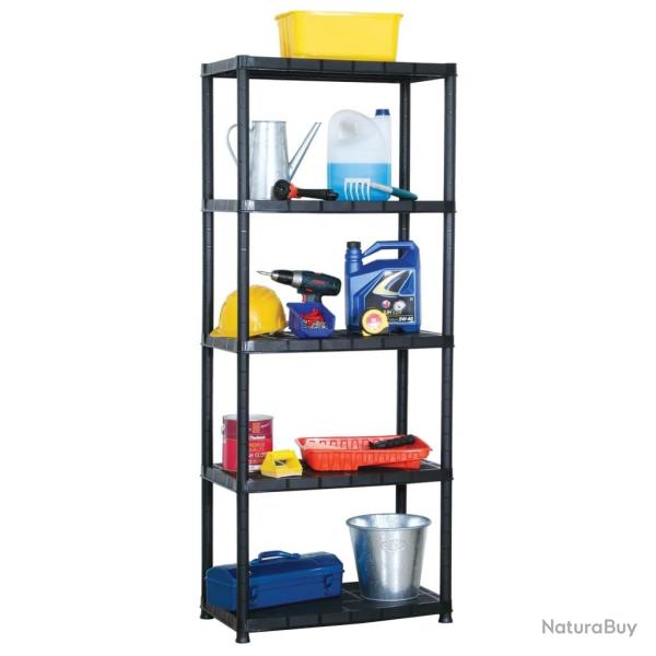 �tag�re de rangement � 5 niveaux Noir 71x38x170 cm Plastique