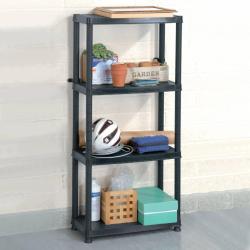&Eacute;tag&egrave;re de rangement &agrave; 4 niveaux Noir 61x30,5x130 cm Plastique