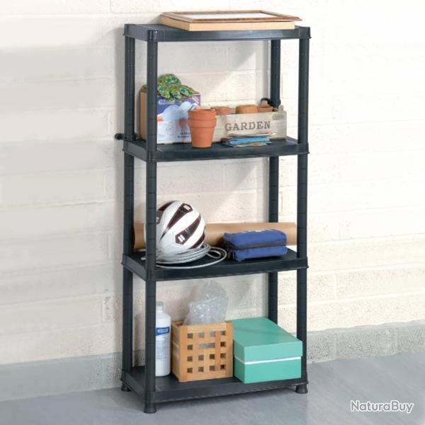 �tag�re de rangement � 4 niveaux Noir 61x30,5x130 cm Plastique alsavelo